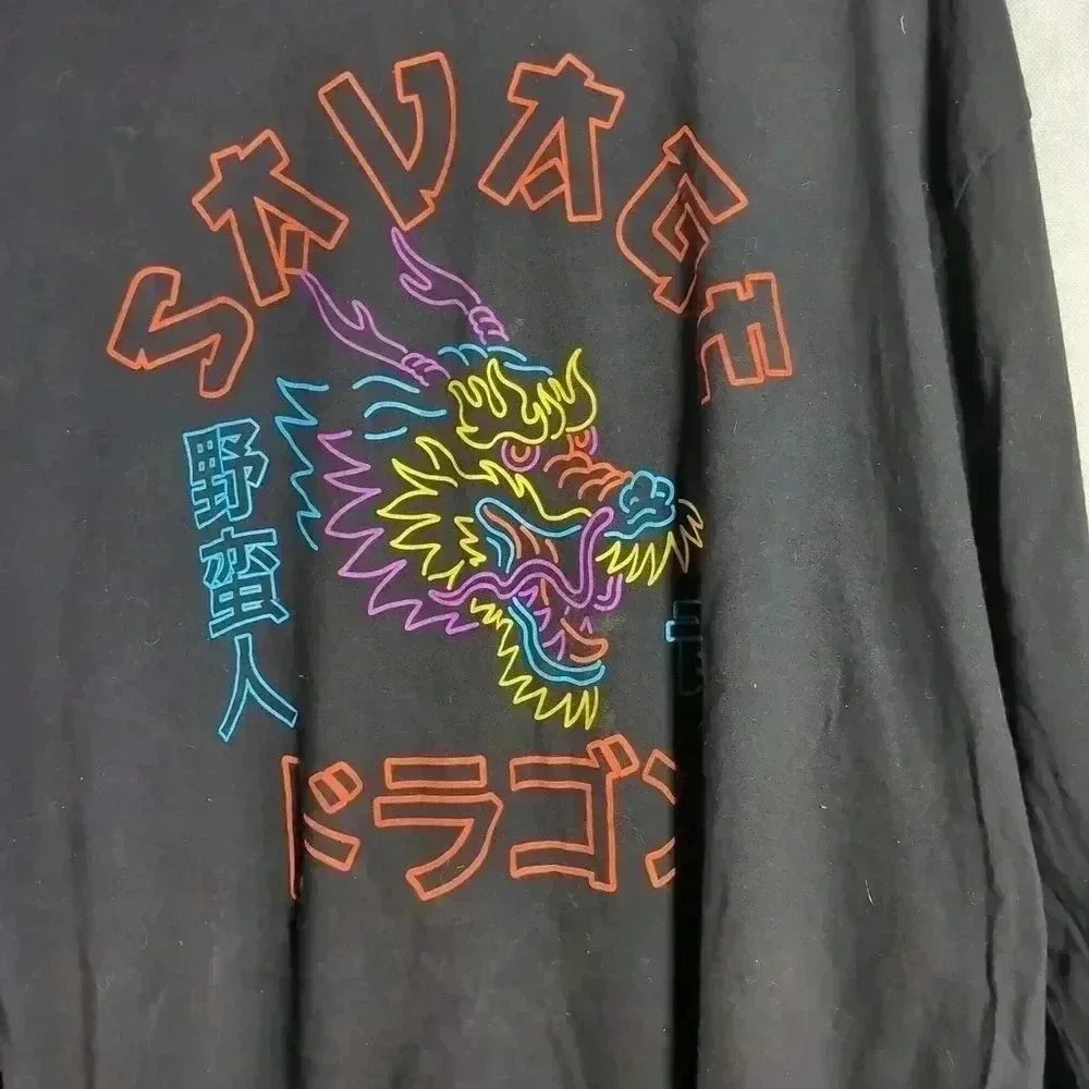 Savage Japan Black Neon Dragon tshirt sz XXL - Picture 2 of 3
